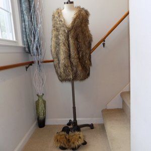 2 PC Fur Vest & Slides Set